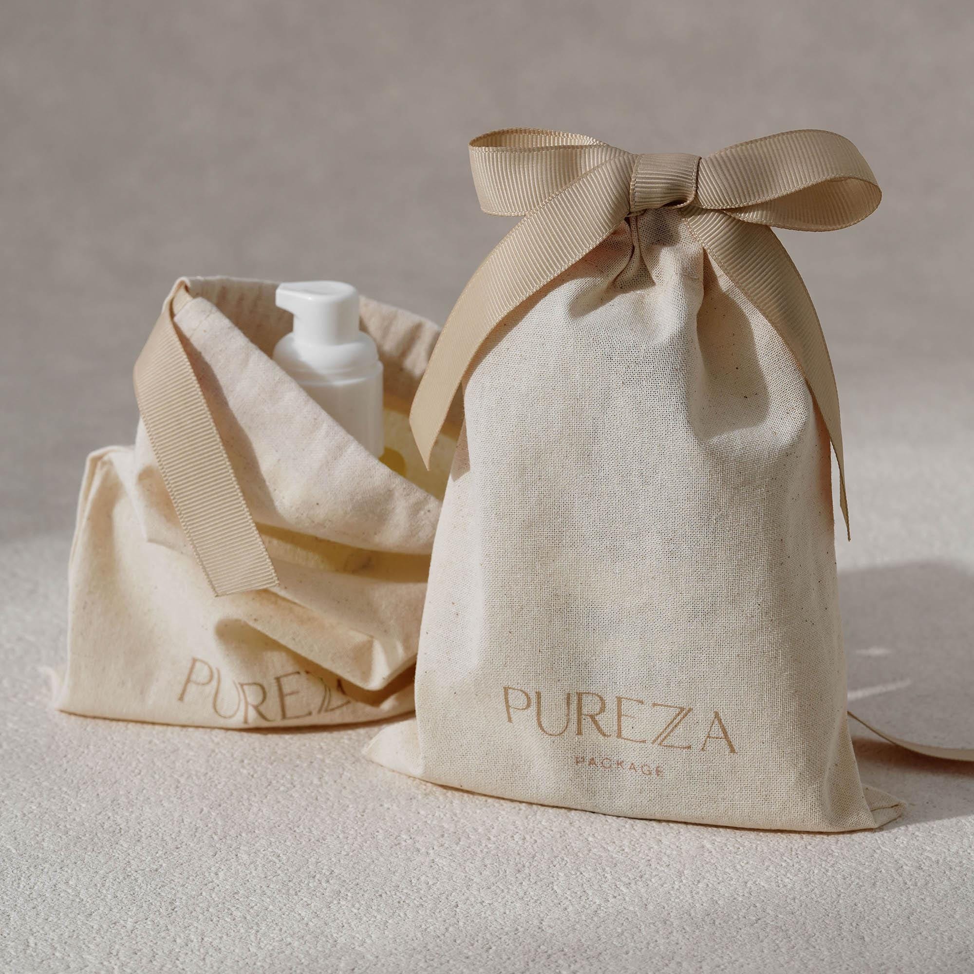 Luxury Natural Skincare - Bolsa de Algodón Natural Personalizable con